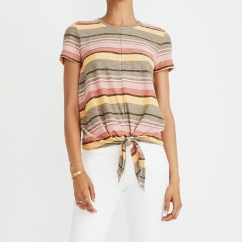 Madewell Tan Pink Tie-Front T-Shirt